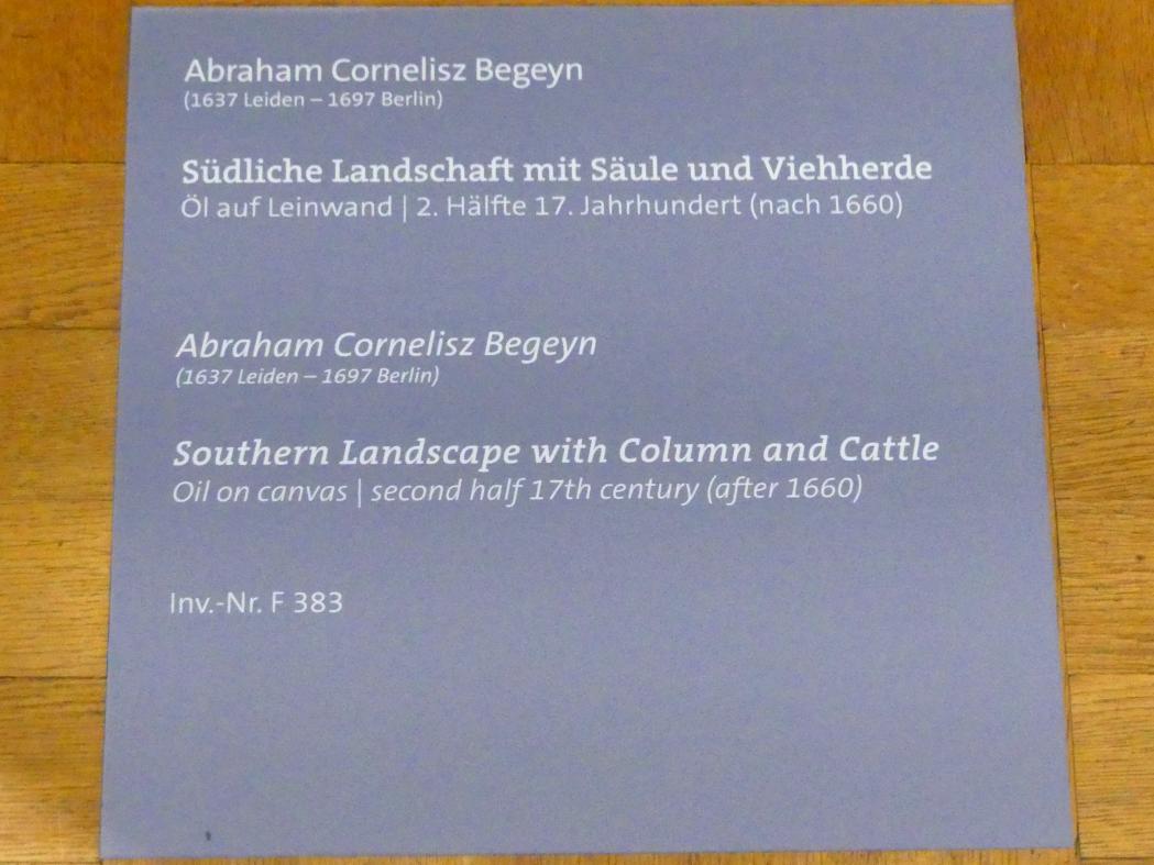 Abraham Jansz. Begeyn (1675), Südliche Landschaft mit Säule und Viehherde, Würzburg, Martin von Wagner-Museum, Saal 4, 2. Hälfte 17. Jhd., Bild 2/2