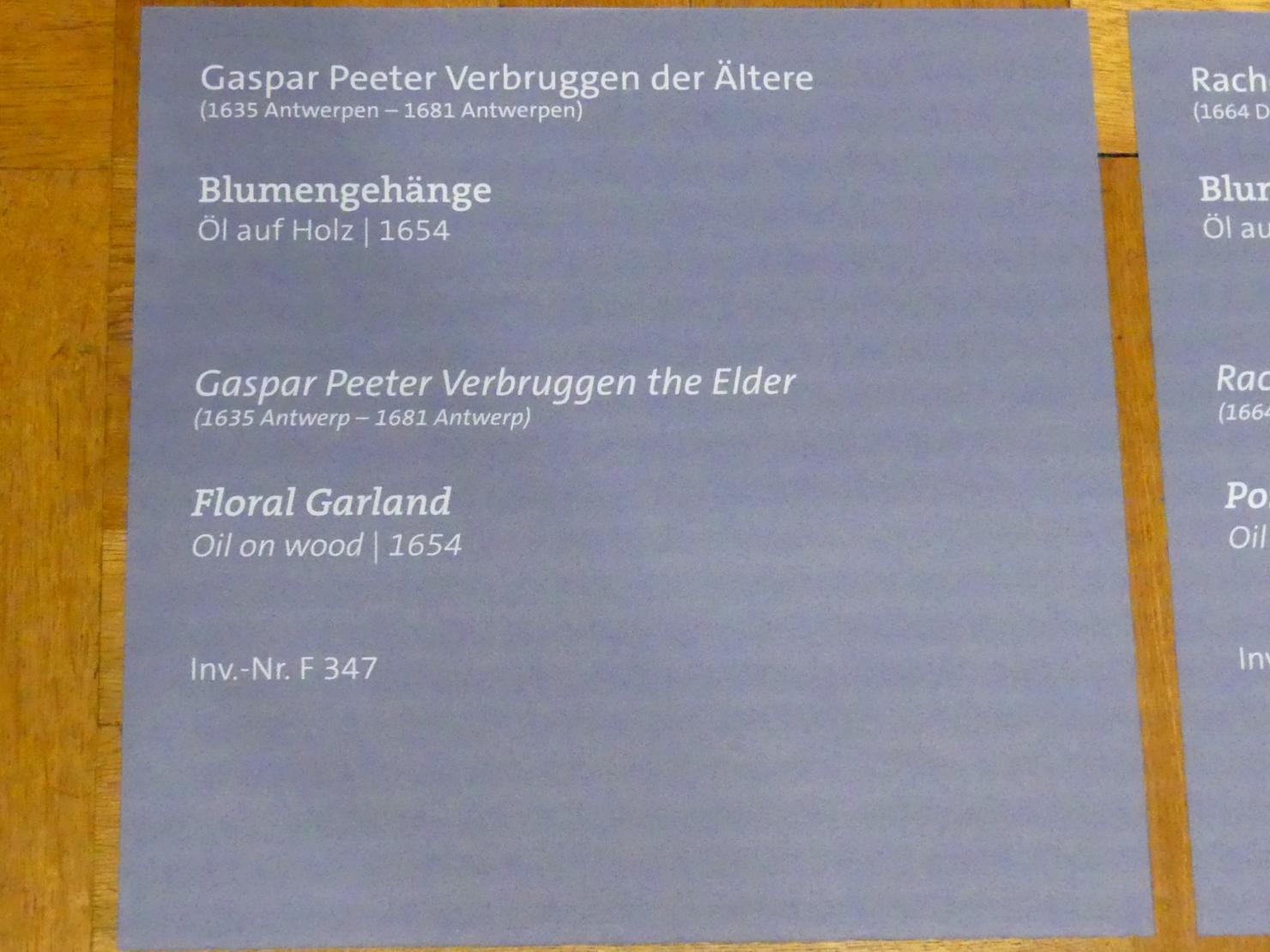 Gaspar Peeter Verbruggen der Ältere (1654–1665), Blumengehänge, Würzburg, Martin von Wagner-Museum, Saal 4, 1654, Bild 2/2