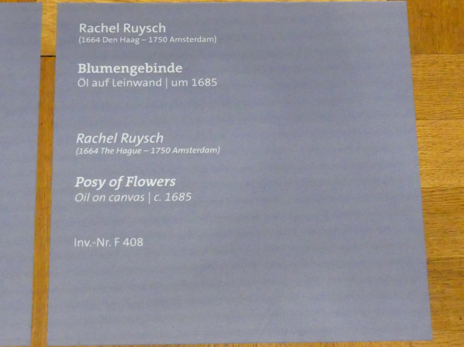 Rachel Ruysch (1682–1716), Blumengebinde, Würzburg, Martin von Wagner-Museum, Saal 4, um 1685, Bild 2/2