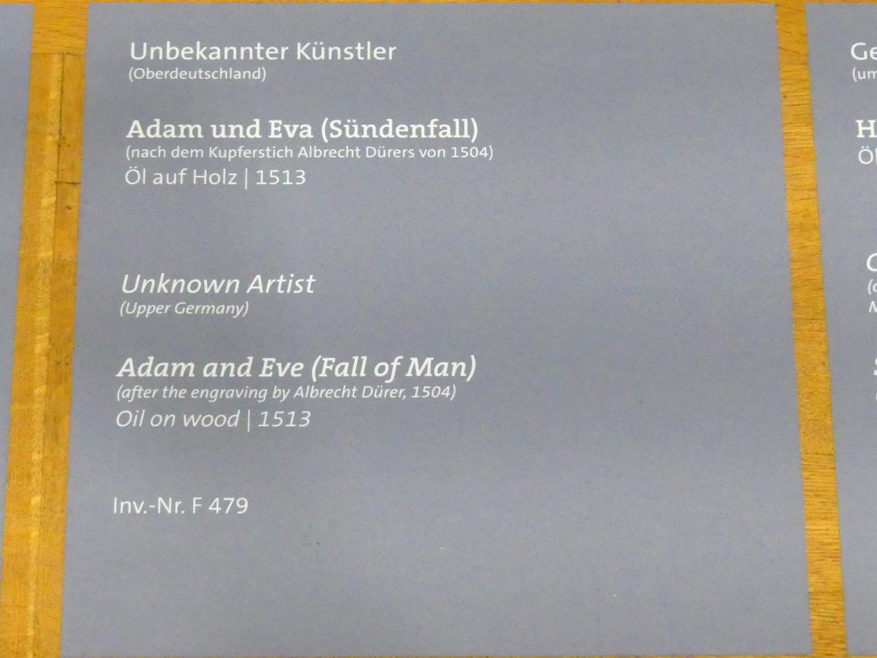 Adam und Eva (Sündenfall), Würzburg, Martin von Wagner-Museum, Saal 5, 1513, Bild 2/2