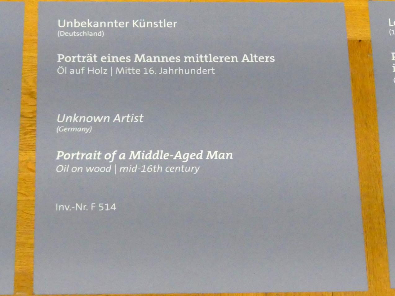 Porträt eines Mannes mittleren Alters, Würzburg, Martin von Wagner-Museum, Saal 5, Mitte 16. Jhd., Bild 2/2
