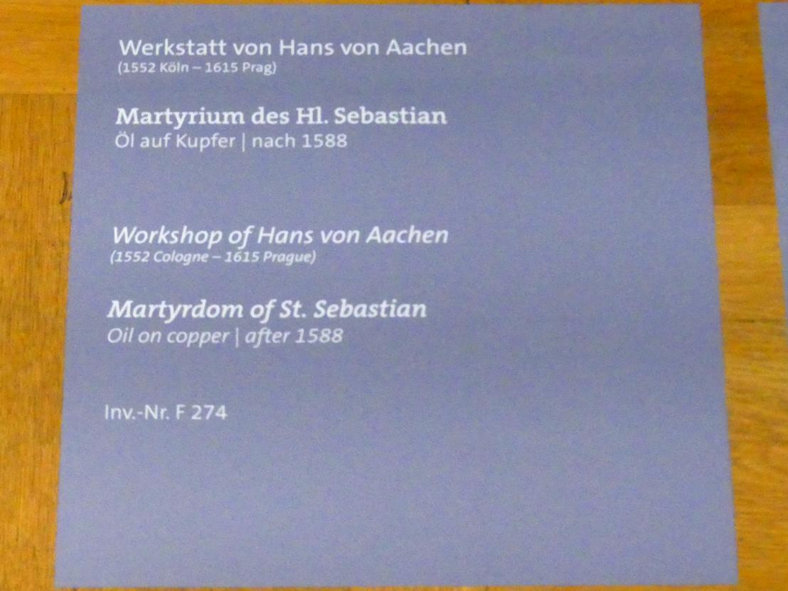 Hans von Aachen (Werkstatt) (1589), Martyrium des Hl. Sebastian, Würzburg, Martin von Wagner-Museum, Saal 5, nach 1588, Bild 2/2