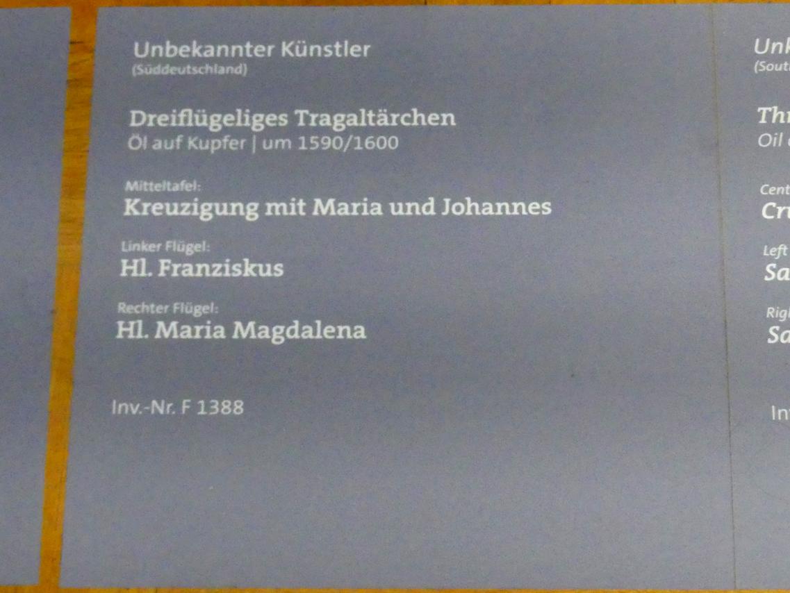 Dreiflügeliges Tragaltärchen, Würzburg, Martin von Wagner-Museum, Saal 5, um 1590–1600, Bild 2/3