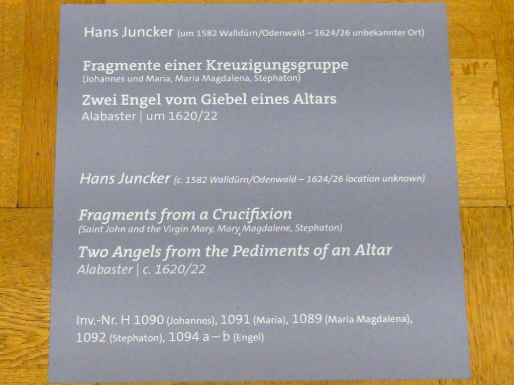 Johannes (Hans) Juncker (1602–1621), Fragmente einer Kreuzigungsgruppe, Würzburg, Martin von Wagner-Museum, Saal 5, um 1620–1622, Bild 2/2