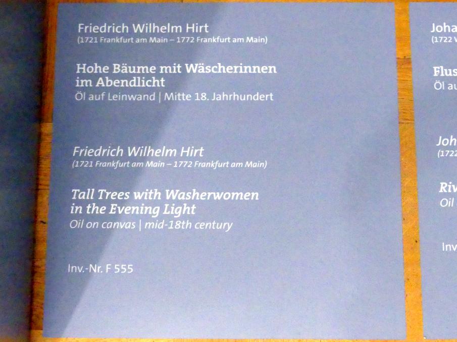 Friedrich Wilhelm Hirt (1750), Hohe Bäume mit Wäscherinnen im Abendlicht, Würzburg, Martin von Wagner-Museum, Saal 5, Mitte 18. Jhd., Bild 2/2