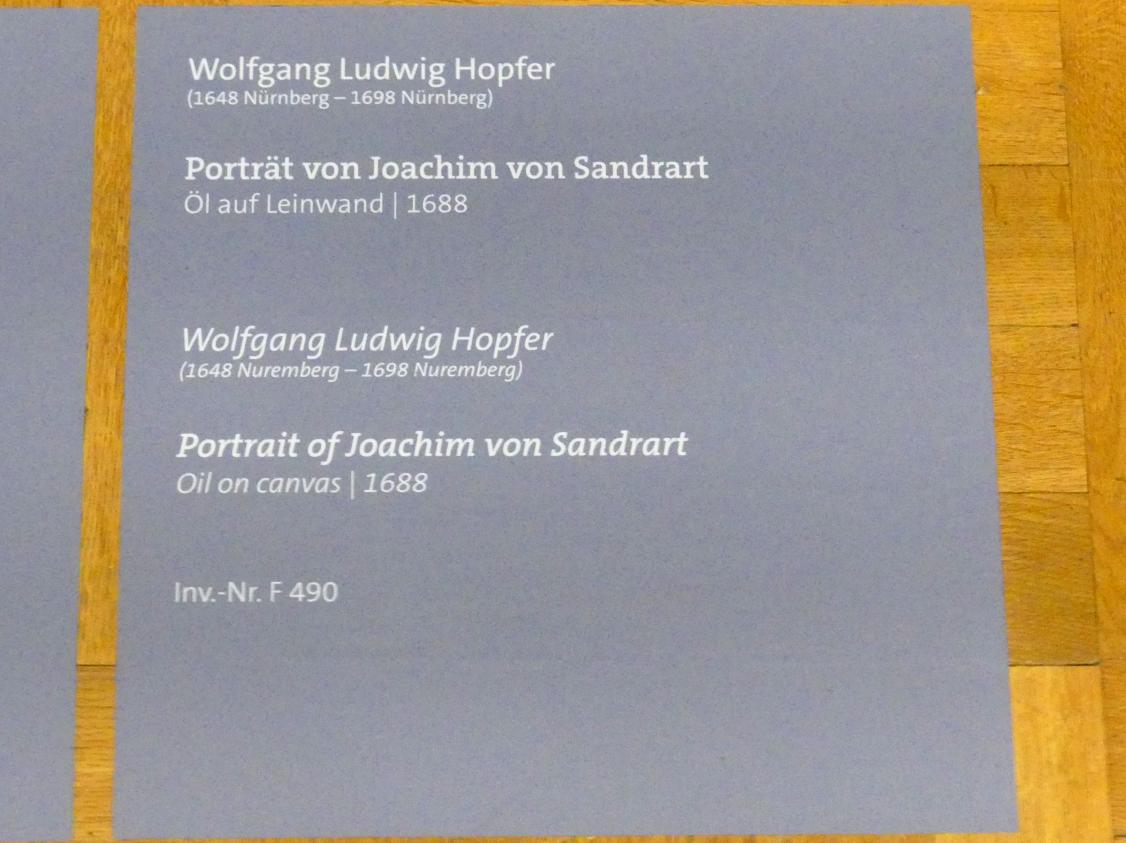 Wolfgang Ludwig Hopfer (1688), Porträt von Joachim von Sandrart, Würzburg, Martin von Wagner-Museum, Saal 5, 1688, Bild 2/2
