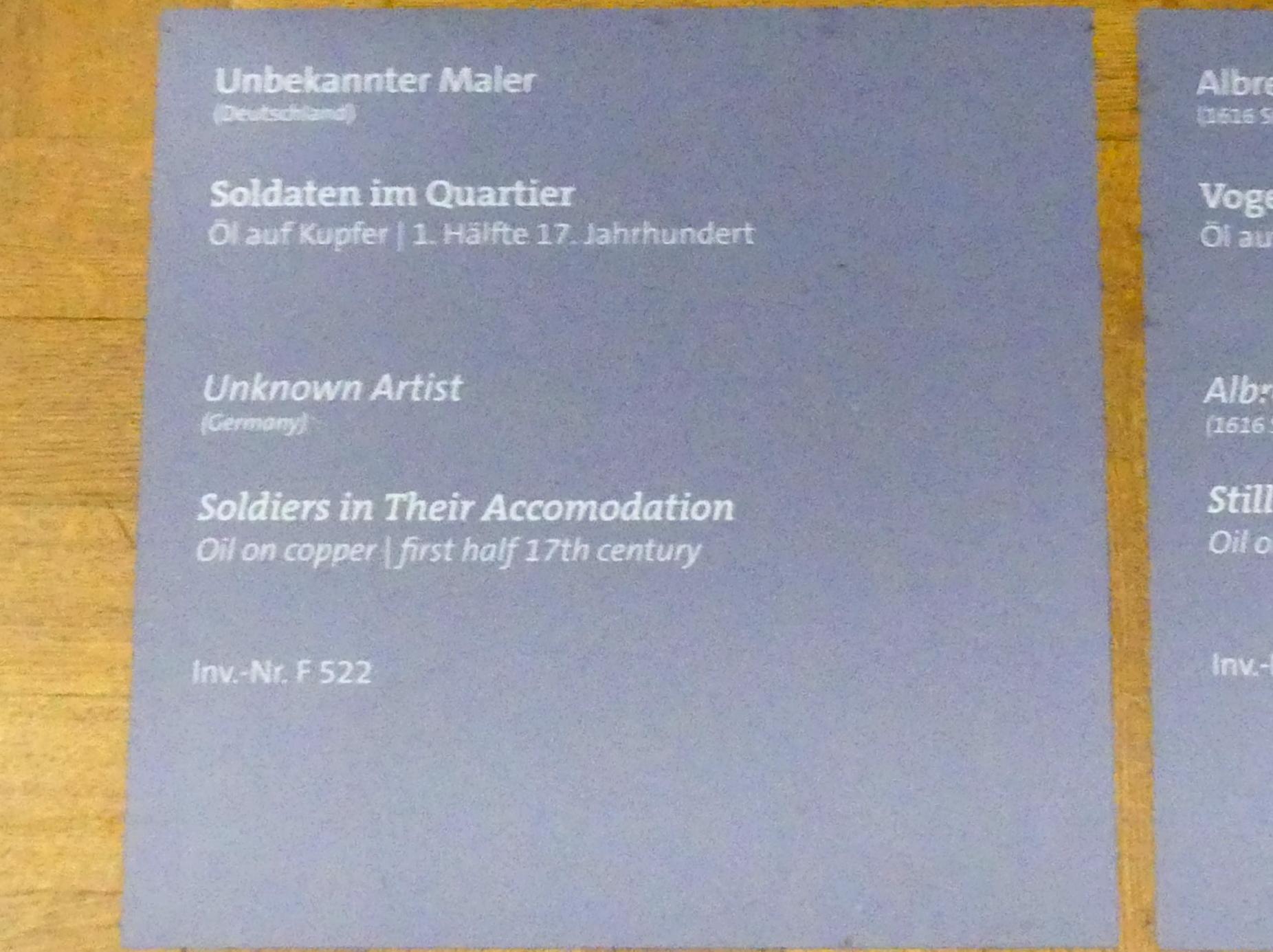 Soldaten im Quartier, Würzburg, Martin von Wagner-Museum, Saal 5, 1. Hälfte 17. Jhd., Bild 2/2