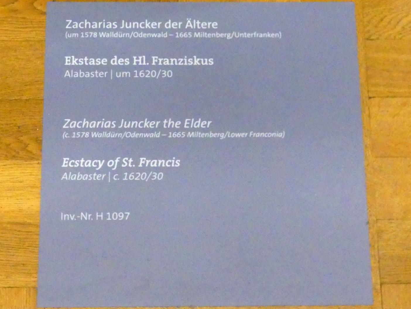 Zacharias Juncker der Ältere (1625–1650), Ekstase des Hl. Franziskus, Würzburg, Martin von Wagner-Museum, Saal 5, um 1620–1630, Bild 2/2