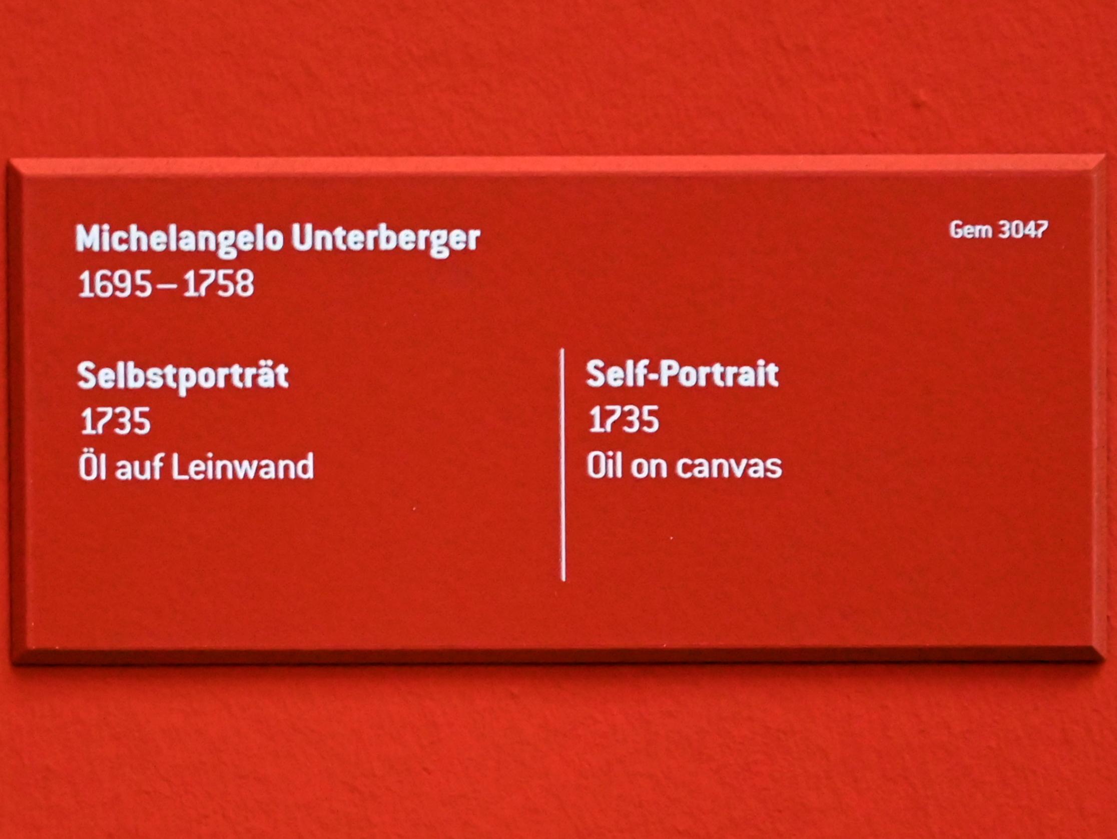 Michelangelo Unterberger (1735–1751), Selbstporträt, Innsbruck, Tiroler Landesmuseum, Ferdinandeum, Saal 1, 1735, Bild 2/2
