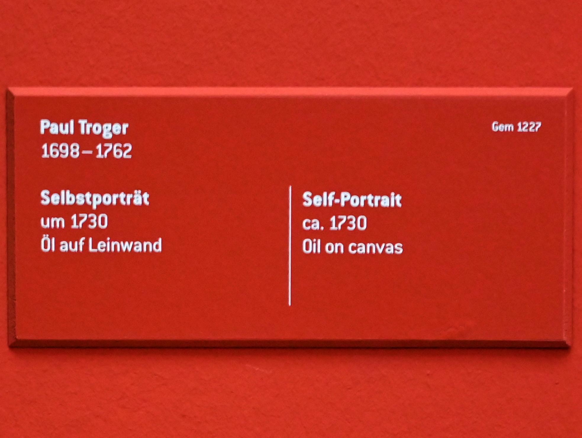 Paul Troger (1727–1750), Selbstporträt, Innsbruck, Tiroler Landesmuseum, Ferdinandeum, Saal 1, um 1730, Bild 2/2