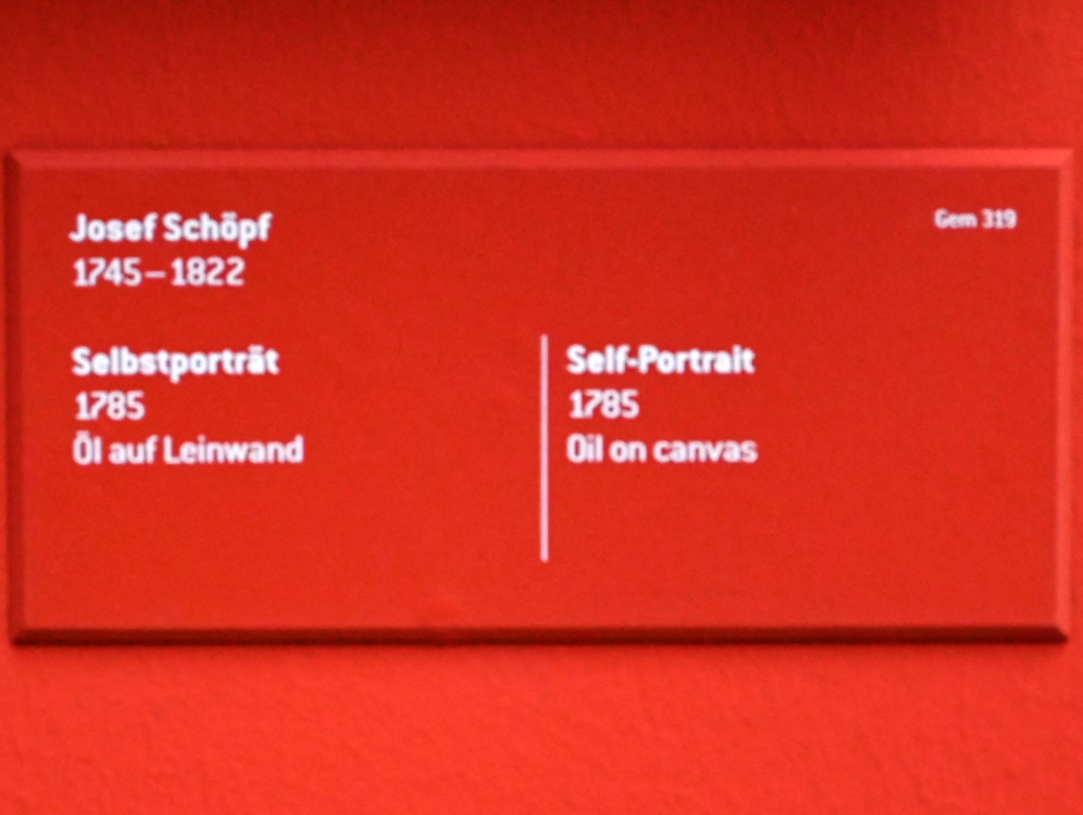 Joseph Schöpf (1775–1800), Selbstporträt, Innsbruck, Tiroler Landesmuseum, Ferdinandeum, Saal 1, 1785, Bild 2/2