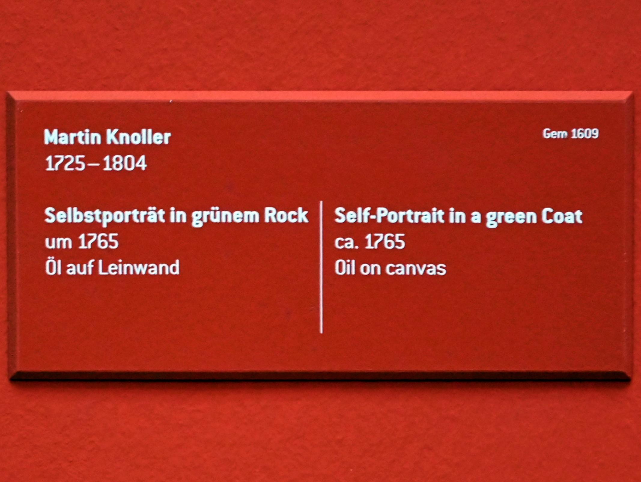 Martin Knoller (1753–1804), Selbstporträt in grünem Rock, Innsbruck, Tiroler Landesmuseum, Ferdinandeum, Saal 1, um 1765, Bild 2/2