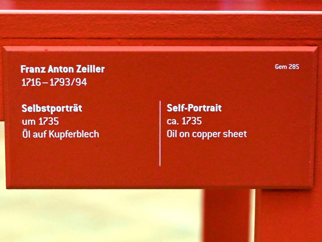 Franz Anton Zeiller (1735–1767), Selbstporträt, Innsbruck, Tiroler Landesmuseum, Ferdinandeum, Saal 1, um 1735, Bild 2/2