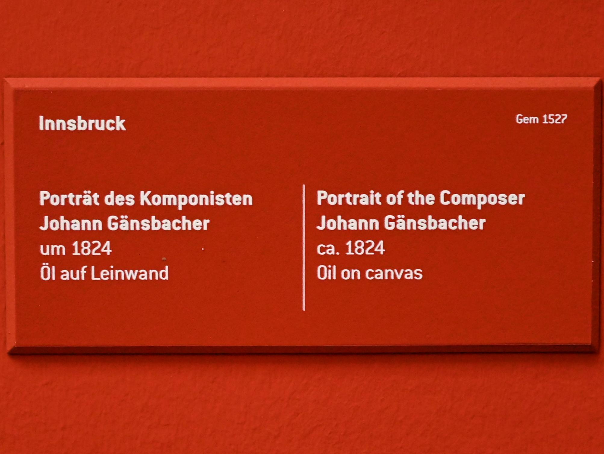 Porträt des Komponisten Johann Gänsbacher, Innsbruck, Tiroler Landesmuseum, Ferdinandeum, Saal 2, um 1824, Bild 2/2