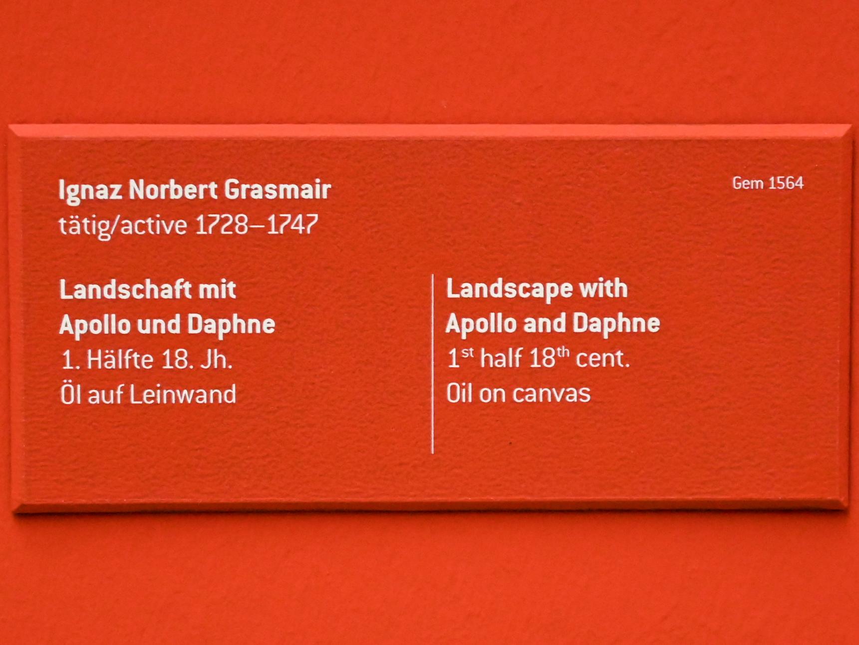 Ignaz Norbert Grasmair (1747), Landschaft mit Apollo und Daphne, Innsbruck, Tiroler Landesmuseum, Ferdinandeum, Saal 3, 1. Hälfte 18. Jhd., Bild 2/2