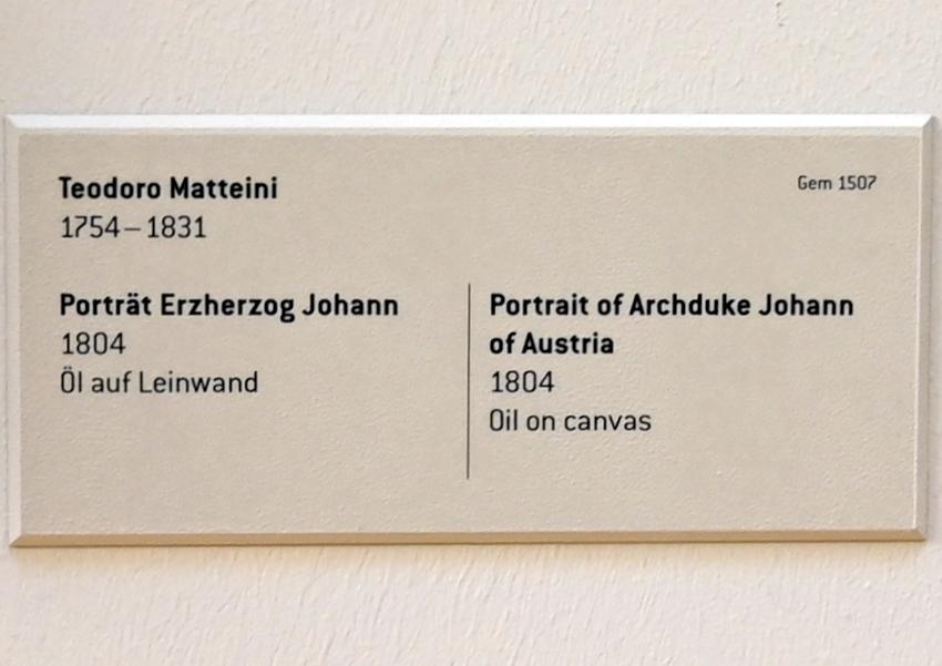 Teodoro Matteini (1804), Porträt Erzherzog Johann, Innsbruck, Tiroler Landesmuseum, Ferdinandeum, Rotunde, 1804, Bild 2/2