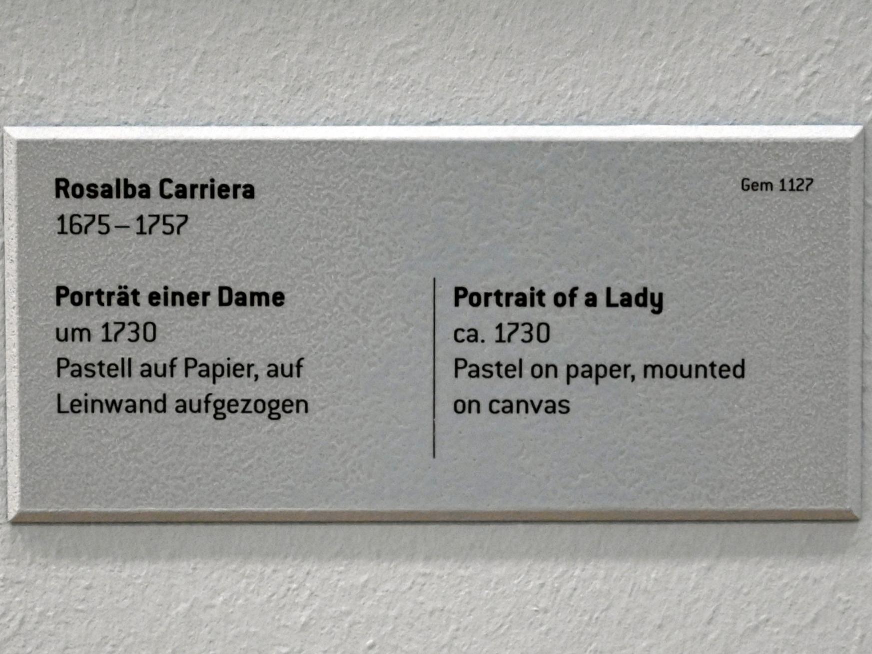 Rosalba Carriera (1712–1746), Porträt einer Dame, Innsbruck, Tiroler Landesmuseum, Ferdinandeum, Saal 5, um 1730, Bild 2/2