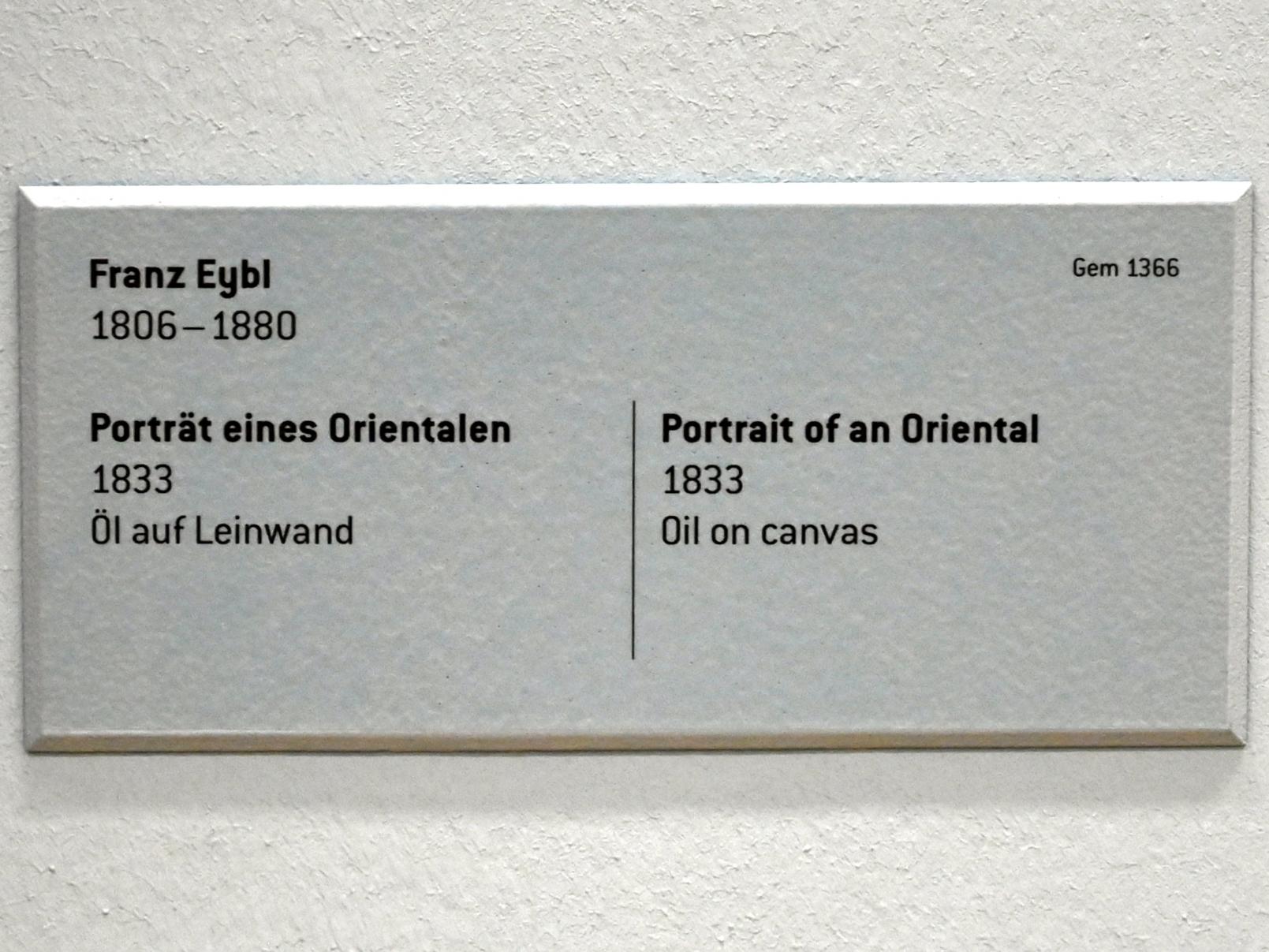 Franz Eybl (1833–1844), Porträt eines Orientalen, Innsbruck, Tiroler Landesmuseum, Ferdinandeum, Saal 6, 1833, Bild 2/2