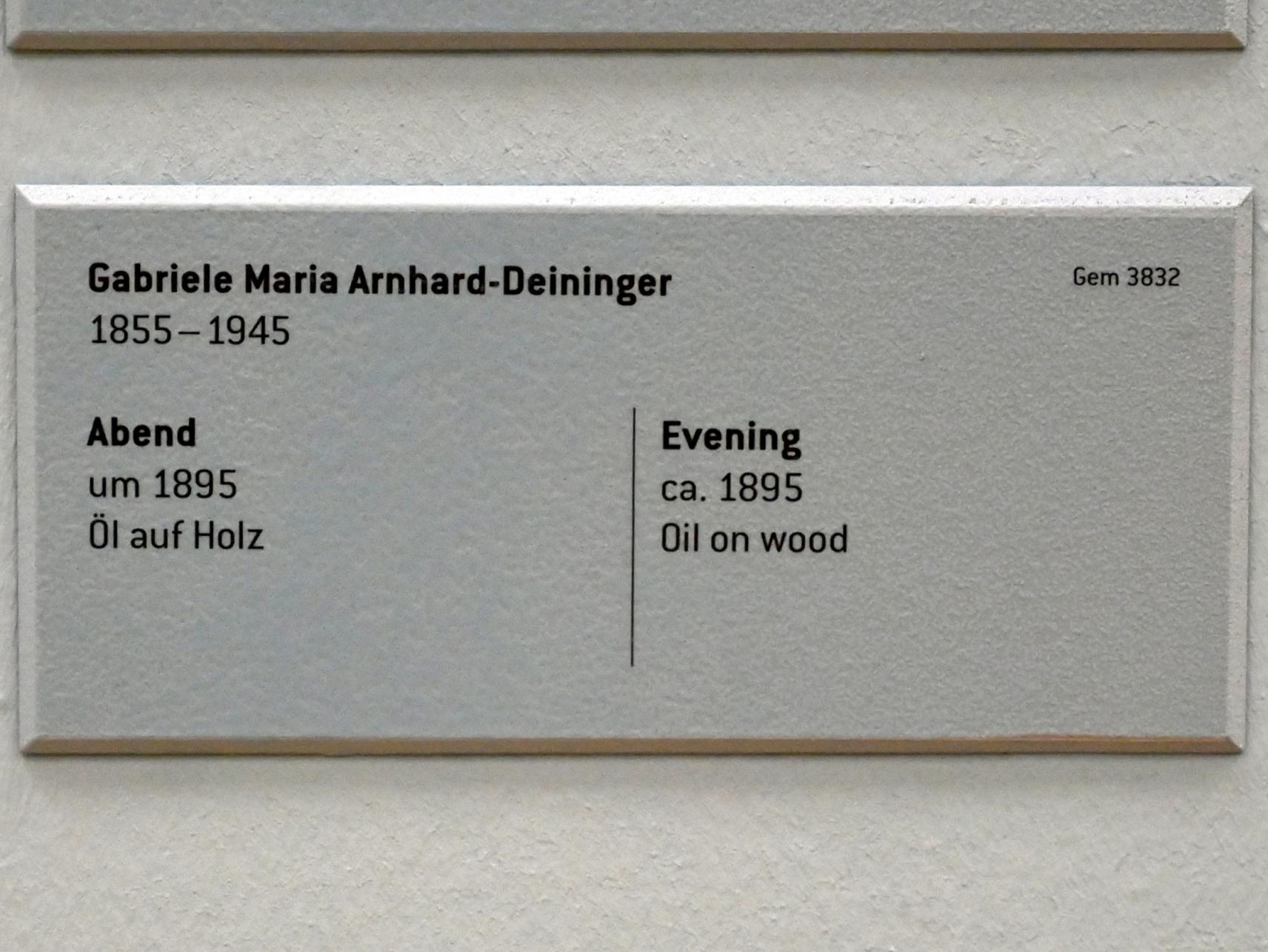Gabriele Maria Deininger-Arnhard (1895), Abend, Innsbruck, Tiroler Landesmuseum, Ferdinandeum, Saal 6, um 1895, Bild 2/2