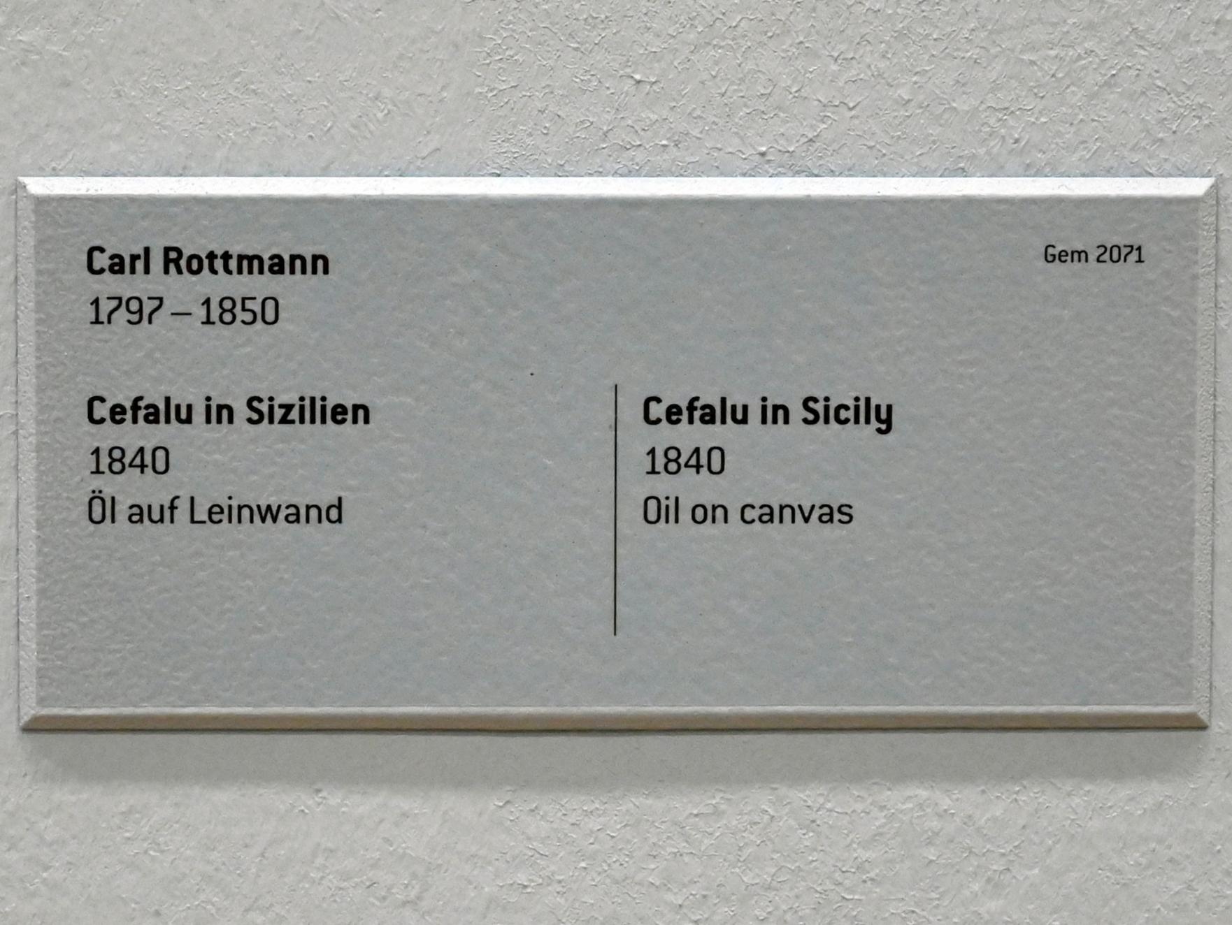 Carl Rottmann (1823–1849), Cefalu in Sizilien, Innsbruck, Tiroler Landesmuseum, Ferdinandeum, Saal 6, 1840, Bild 2/2
