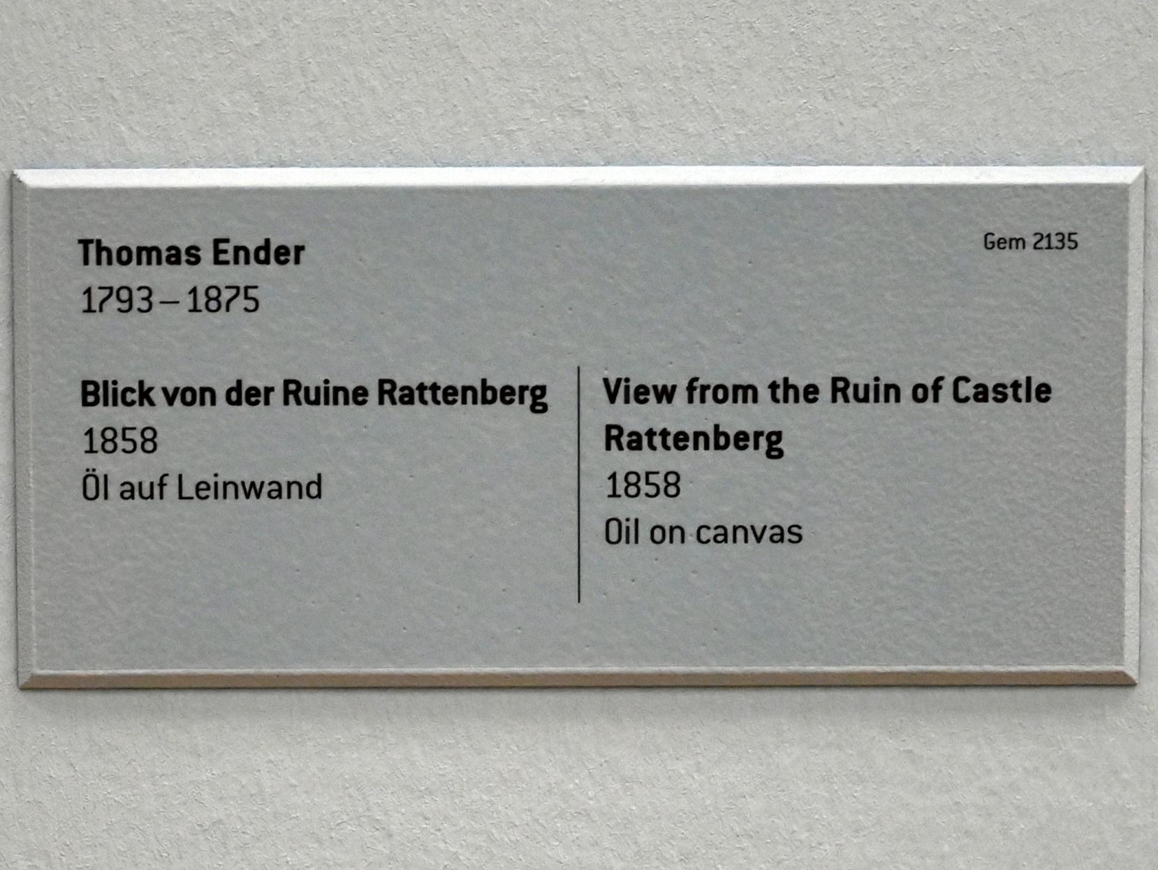 Thomas Ender (1830–1858), Blick von der Ruine Rattenberg, Innsbruck, Tiroler Landesmuseum, Ferdinandeum, Saal 6, 1858, Bild 2/2