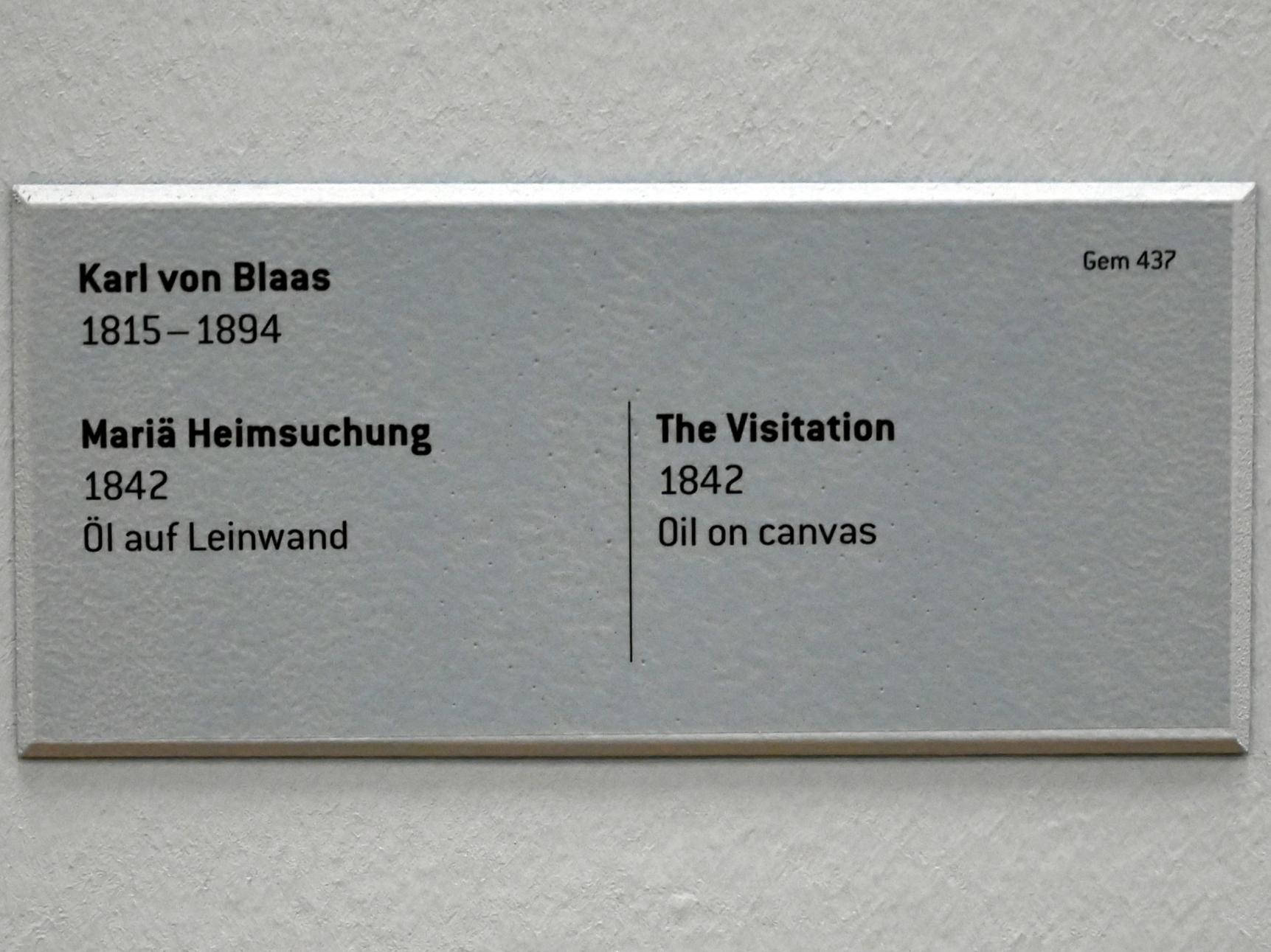 Karl von Blaas (1842–1876), Mariä Heimsuchung, Innsbruck, Tiroler Landesmuseum, Ferdinandeum, Saal 6, 1842, Bild 2/2