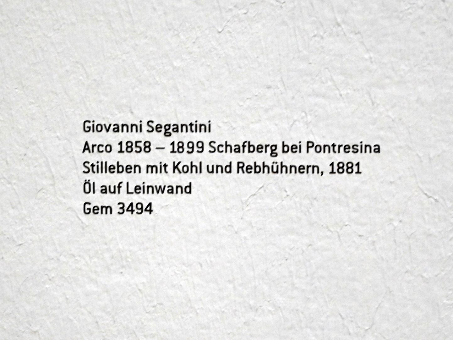 Giovanni Segantini (1881–1896), Stillleben mit Kohl und Rebhühnern, Innsbruck, Tiroler Landesmuseum, Ferdinandeum, Saal 7, 1881, Bild 2/2