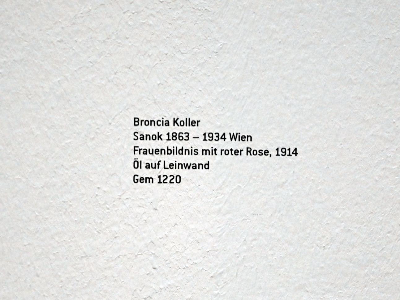 Broncia Koller-Pinell (1895–1914), Frauenbildnis mit roter Rose, Innsbruck, Tiroler Landesmuseum, Ferdinandeum, Saal 7, 1914, Bild 3/3