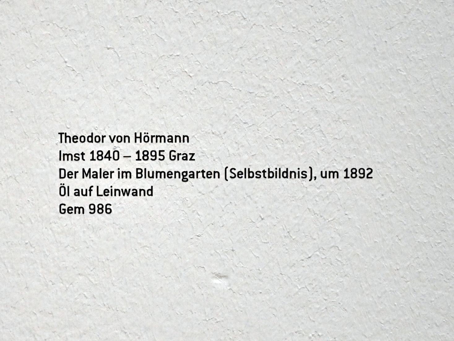 Theodor von Hörmann (1888–1892), Der Maler im Blumengarten (Selbstbildnis), Innsbruck, Tiroler Landesmuseum, Ferdinandeum, Saal 7, um 1892, Bild 2/2