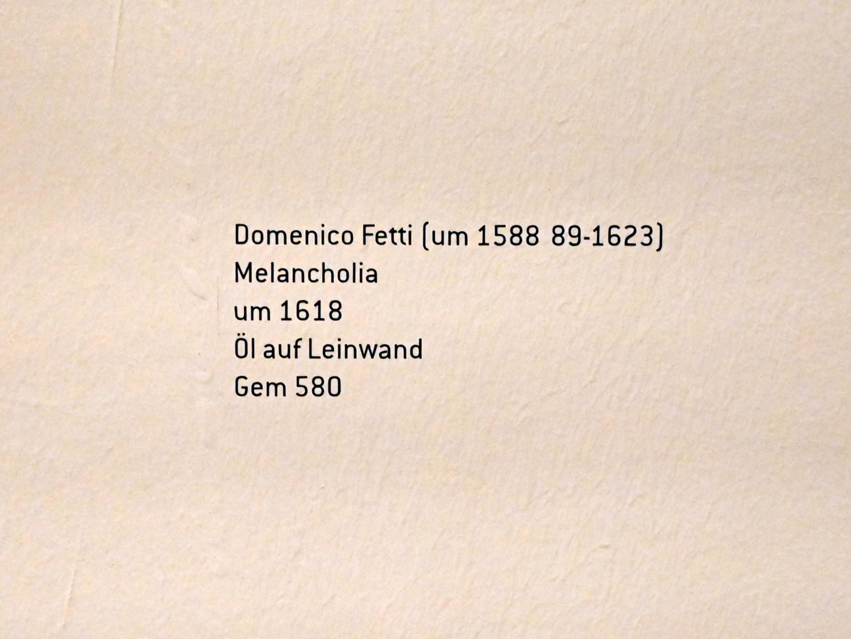 Domenico Fetti (1613–1622), Melancholia, Innsbruck, Tiroler Landesmuseum, Ferdinandeum, Saal 9, um 1618, Bild 2/2