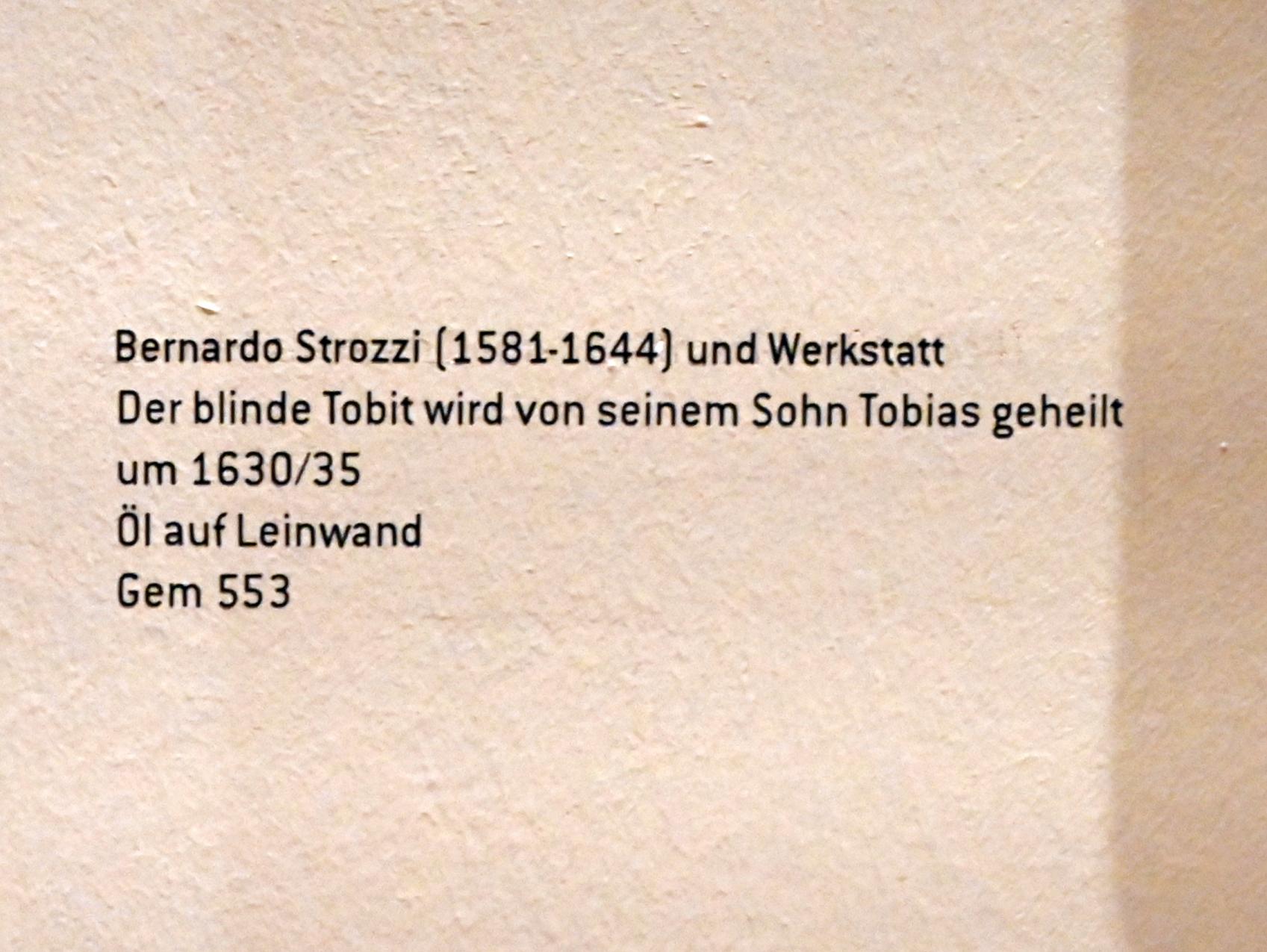 Bernardo Strozzi (1622–1644), Der blinde Tobit wird von seinem Sohn Tobias geheilt, Innsbruck, Tiroler Landesmuseum, Ferdinandeum, Saal 9, um 1630–1635, Bild 2/2