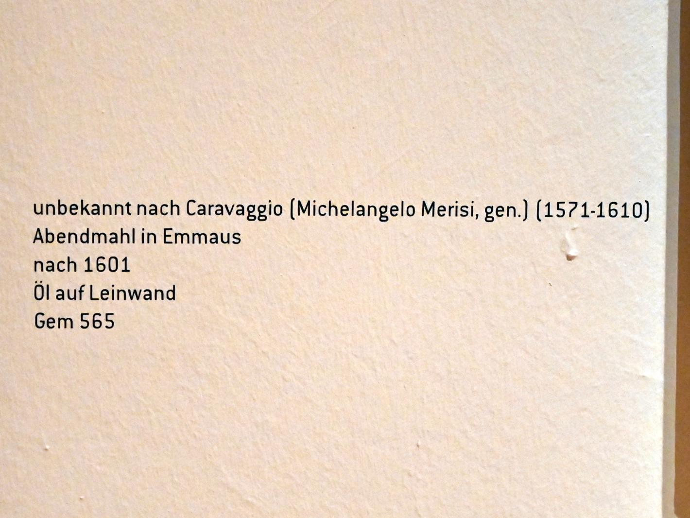 Abendmahl in Emmaus, Innsbruck, Tiroler Landesmuseum, Ferdinandeum, Saal 9, nach 1601, Bild 2/2