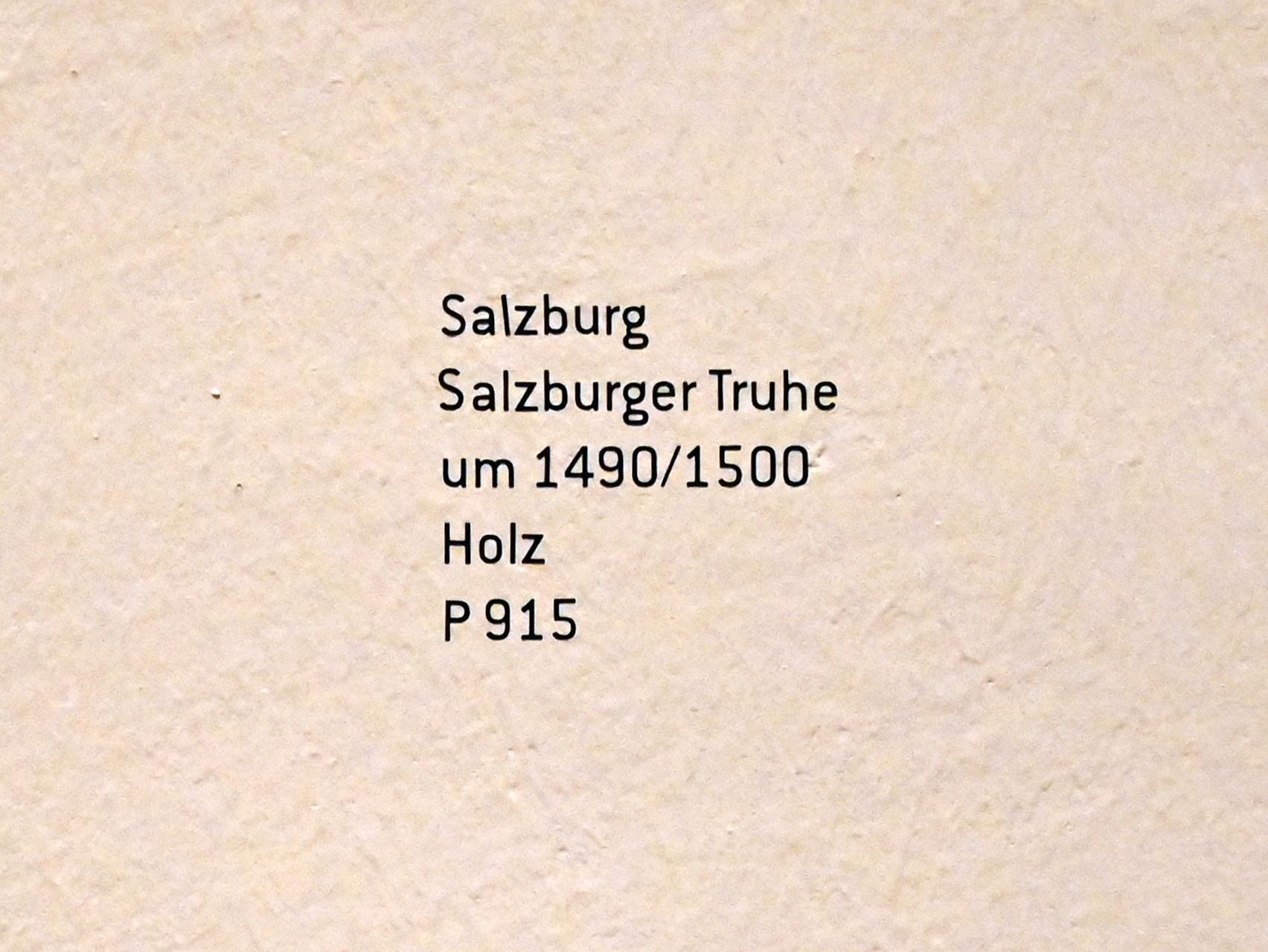 Salzburger Truhe, Innsbruck, Tiroler Landesmuseum, Ferdinandeum, Mittelalter 1, um 1490–1500, Bild 3/3