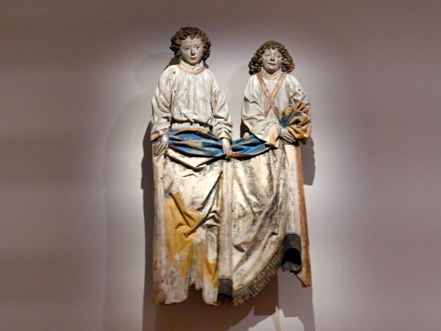 Hans Klocker (1488–1495), Engel, einen Vorhang haltend, Innsbruck, Tiroler Landesmuseum, Ferdinandeum, Mittelalter 1, um 1490, Bild 3/4