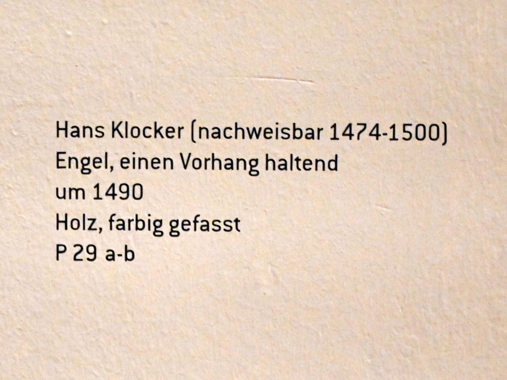 Hans Klocker (1488–1495), Engel, einen Vorhang haltend, Innsbruck, Tiroler Landesmuseum, Ferdinandeum, Mittelalter 1, um 1490, Bild 4/4