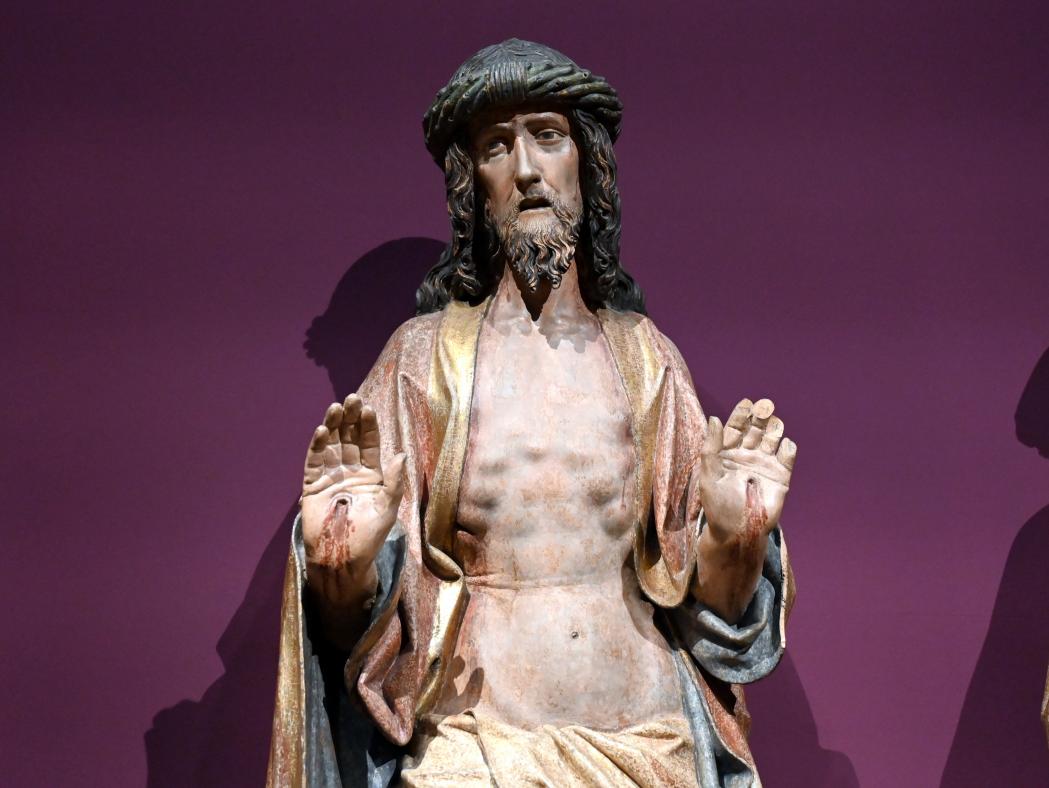 Hans Multscher (1428–1465), Schmerzensmann, Sterzing, Pfarrkirche Unsere liebe Frau im Moos, jetzt Innsbruck, Tiroler Landesmuseum, Ferdinandeum, Mittelalter 2, um 1456–1458, Bild 2/3