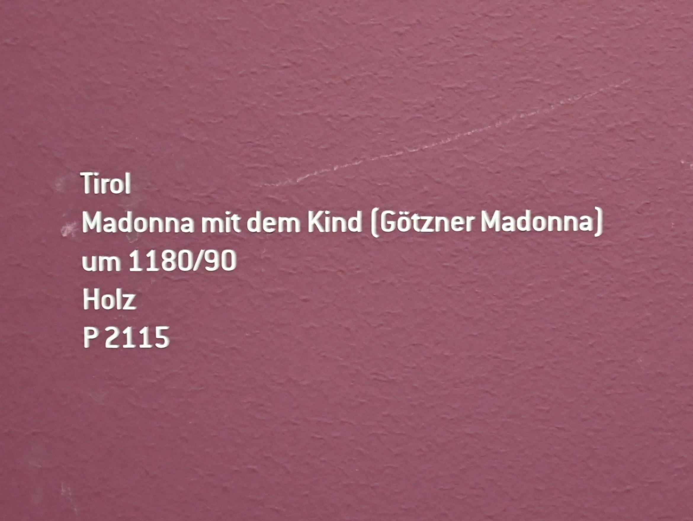 Madonna mit dem Kind (Götzner Madonna), Innsbruck, Tiroler Landesmuseum, Ferdinandeum, Mittelalter 3, um 1180–1190, Bild 3/3