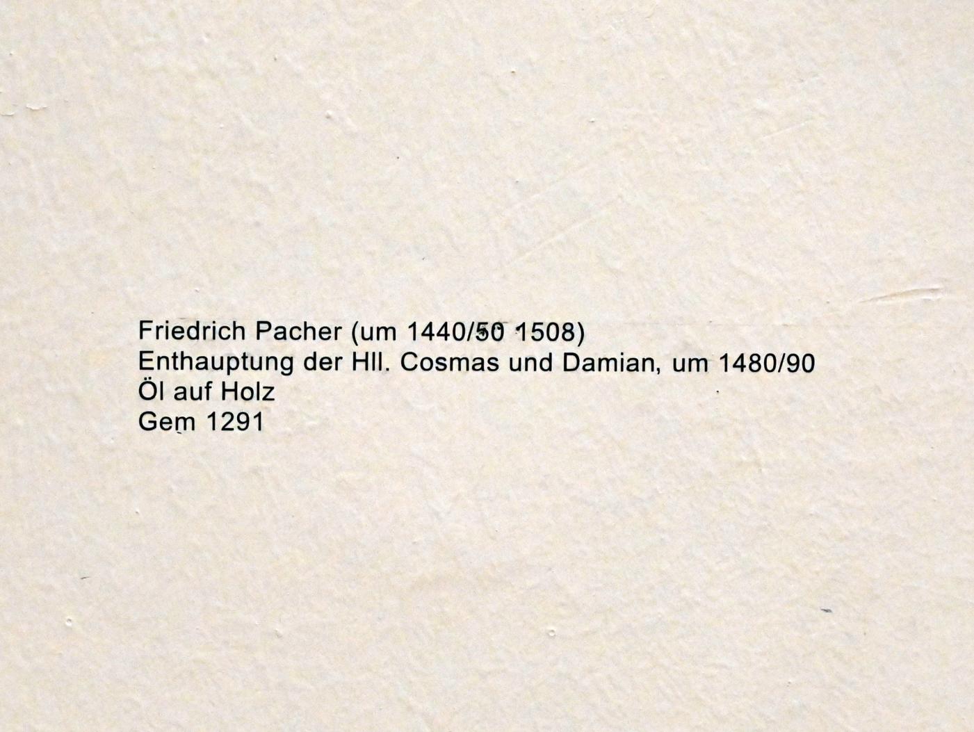 Friedrich Pacher (1482–1485), Enthauptung der Hll. Cosmas und Damian, Innsbruck, Tiroler Landesmuseum, Ferdinandeum, Saal 11, um 1480–1490, Bild 2/2