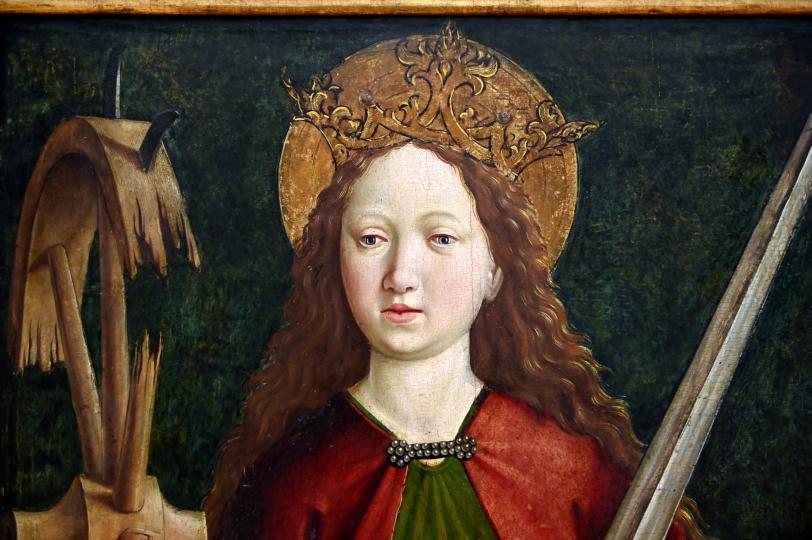 Michael Pacher (1461–1497), Hl. Katharina, Wilten (Innsbruck), Prämonstratenserstift, jetzt Innsbruck, Tiroler Landesmuseum, Ferdinandeum, Saal 11, um 1465, Bild 2/3