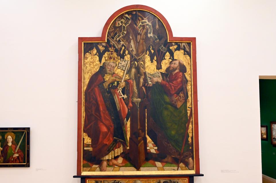 Friedrich Pacher (1482–1485), Apostelaltar mit den Stiftern Leonhard und Hans III. Jöchl, Sterzing, Jöchlsthurn, jetzt Innsbruck, Tiroler Landesmuseum, Ferdinandeum, Saal 11, um 1480–1485, Bild 2/4