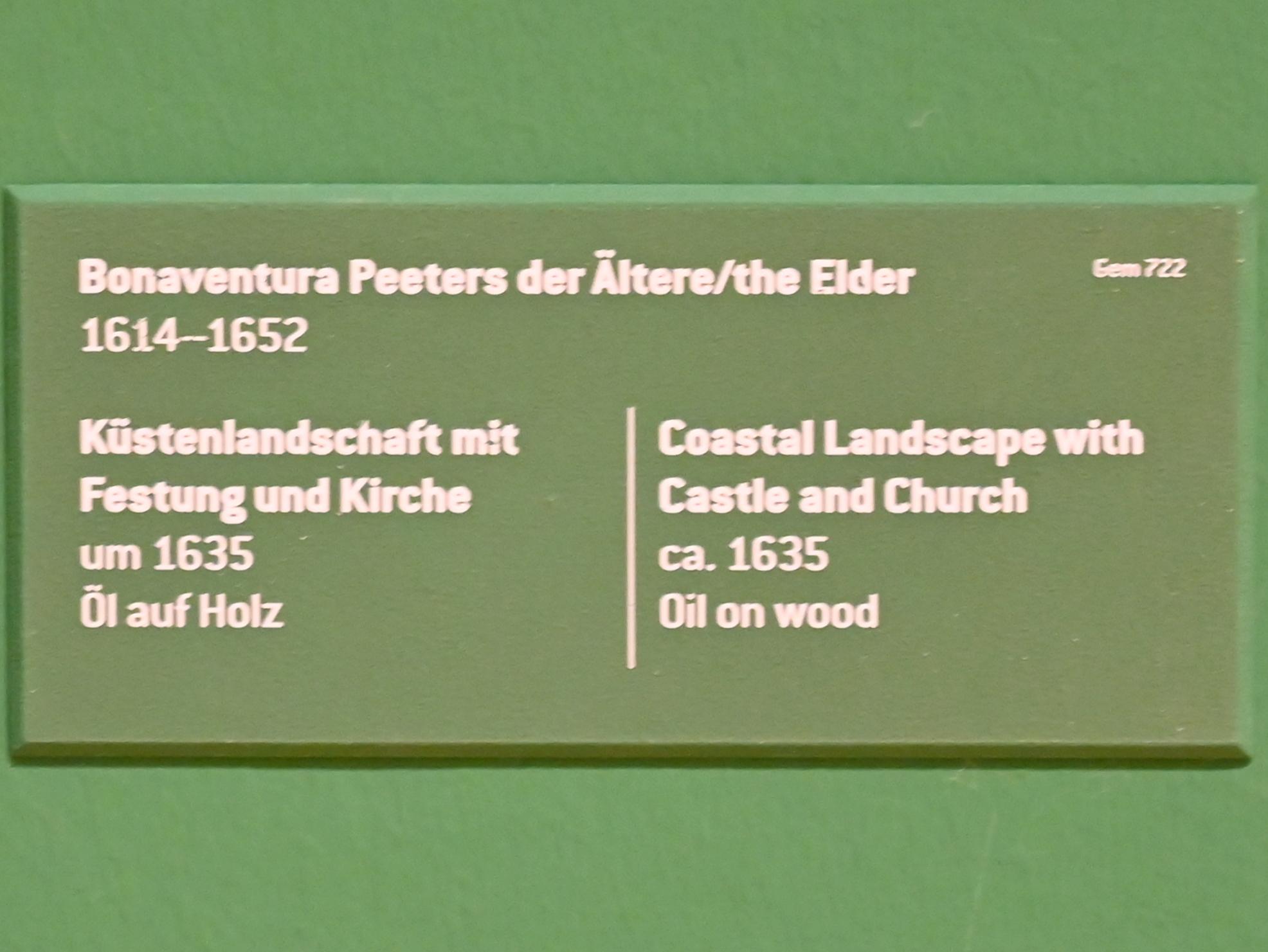 Bonaventura Peeters (1635–1647), Küstenlandschaft mit Festung und Kirche, Innsbruck, Tiroler Landesmuseum, Ferdinandeum, Saal 12, um 1635, Bild 2/2