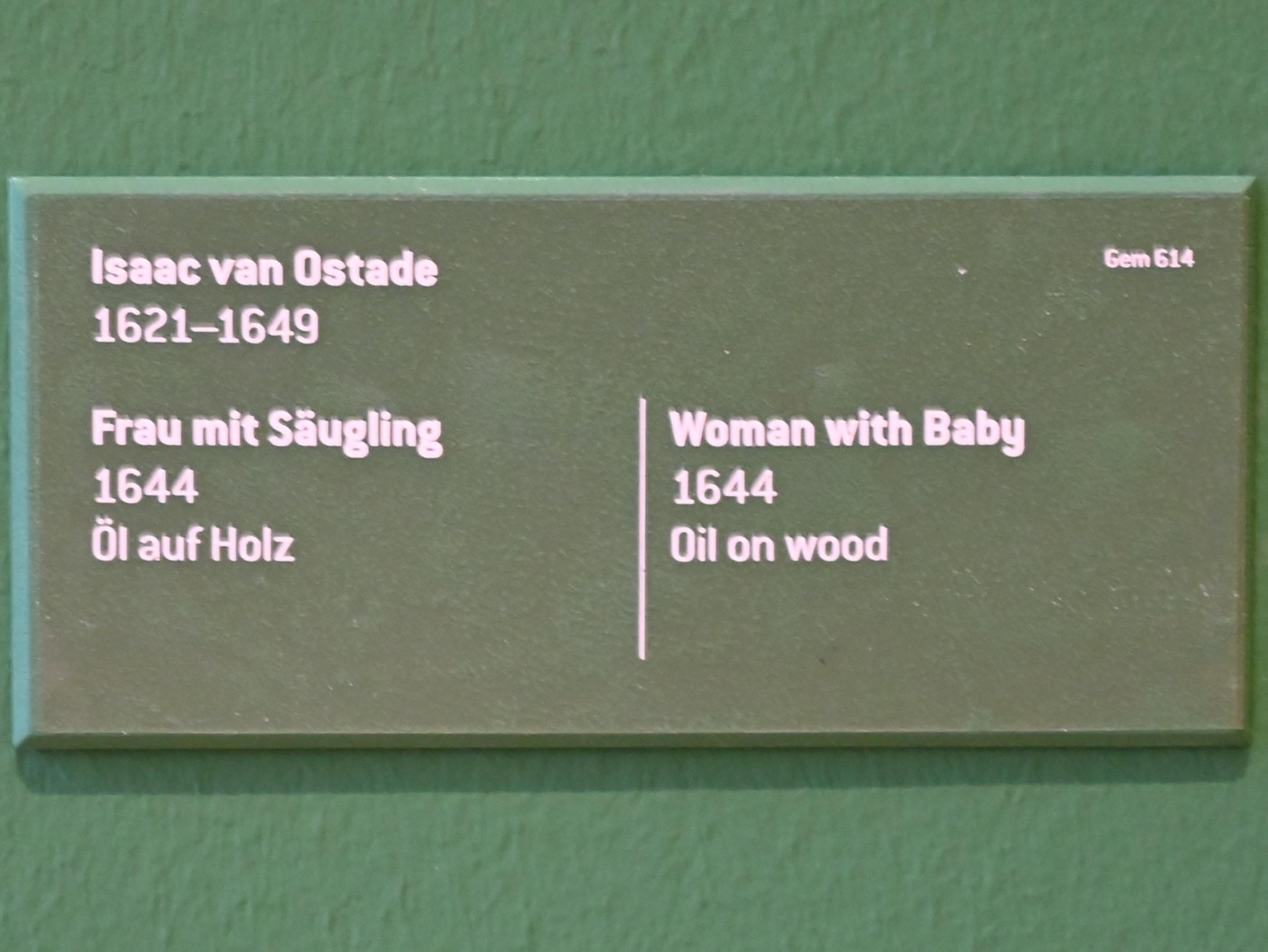 Isaac van Ostade (1639–1649), Frau mit Säugling, Innsbruck, Tiroler Landesmuseum, Ferdinandeum, Saal 15, 1644, Bild 2/2