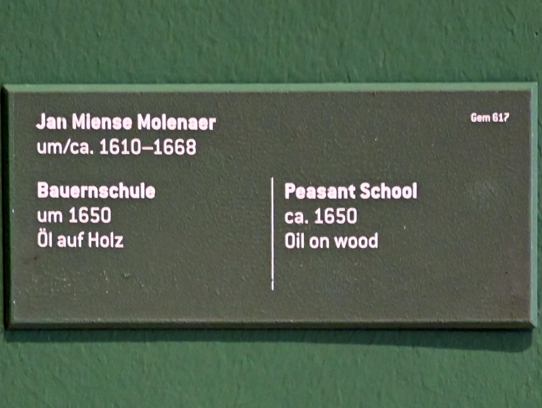 Jan Miense Molenaer (1631–1650), Bauernschule, Innsbruck, Tiroler Landesmuseum, Ferdinandeum, Saal 15, um 1650, Bild 2/2