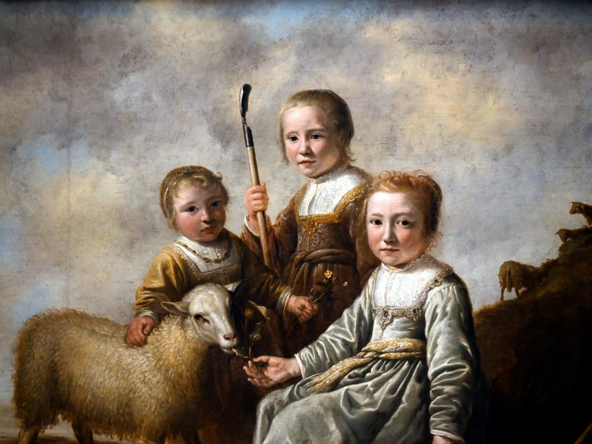 Aelbert Cuyp (1640–1667), Drei vornehme Kinder in Schäferkleidung, Innsbruck, Tiroler Landesmuseum, Ferdinandeum, Saal 15, um 1645, Bild 2/3