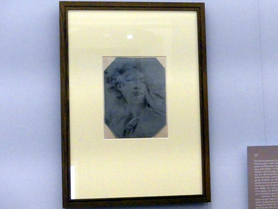 Giovanni Domenico Tiepolo (1743–1785), Kopf einer jungen Frau (Faksimile), Würzburg, Martin von Wagner Museum, Ausstellung "Tiepolo und seine Zeit in Würzburg" vom 31.10.2020-15.07.2021, Saal 1, 1746–1747, Bild 2/3