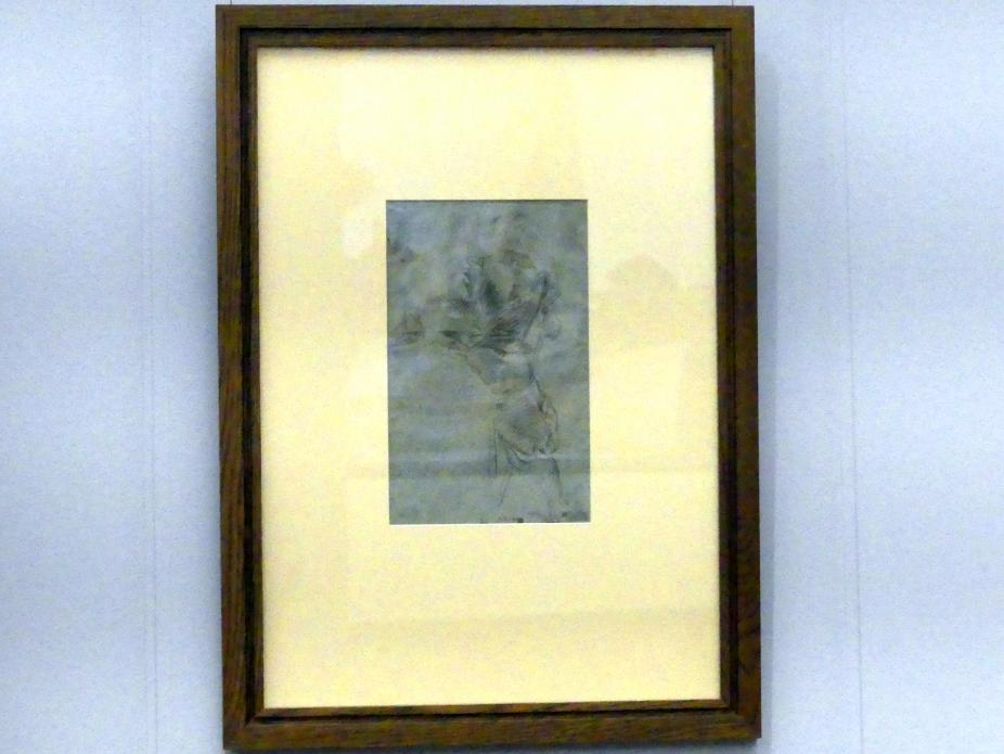 Giovanni Domenico Tiepolo (1743–1785), Rückenfigur eines stehenden Mannes mit Lanze, Würzburg, Martin von Wagner Museum, Ausstellung "Tiepolo und seine Zeit in Würzburg" vom 31.10.2020-15.07.2021, Saal 1, 1747, Bild 2/3