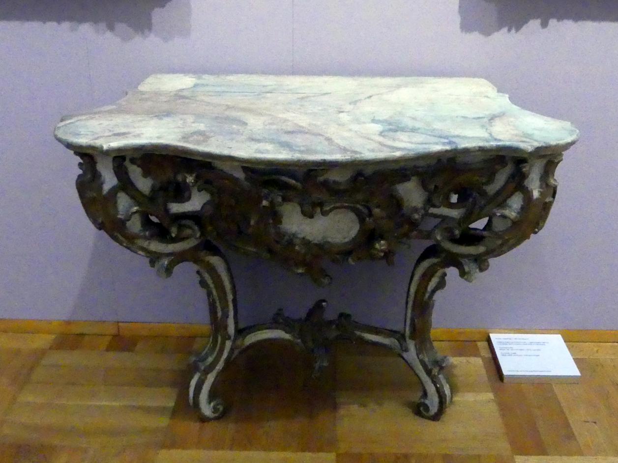 Tischkonsole, Würzburg, Martin von Wagner Museum, Ausstellung "Tiepolo und seine Zeit in Würzburg" vom 31.10.2020-15.07.2021, Saal 1, Mitte 18. Jhd.