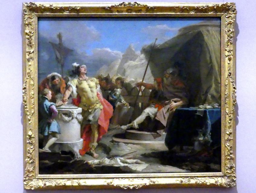 Giovanni Battista Tiepolo (1715–1785), Mucius Scaevola vor Porsenna, Würzburg, Martin von Wagner Museum, Ausstellung "Tiepolo und seine Zeit in Würzburg" vom 31.10.2020-15.07.2021, Saal 1, um 1750–1753