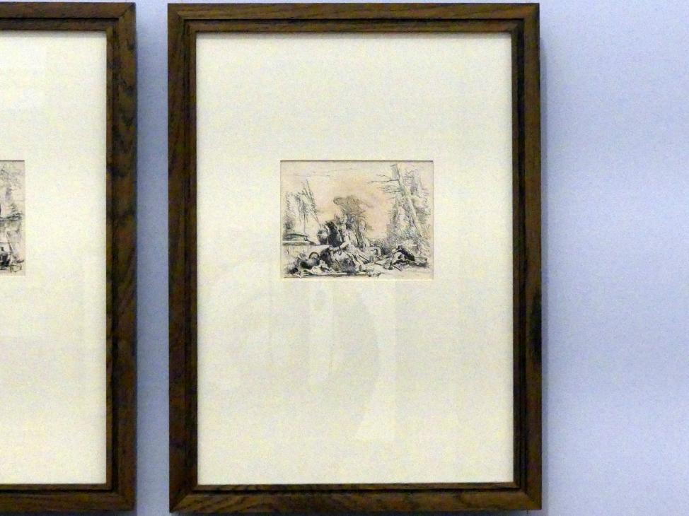 Giovanni Battista Tiepolo (1715–1785), Kniende Frau mit gefesselten Armen und vier Figuren, Würzburg, Martin von Wagner Museum, Ausstellung "Tiepolo und seine Zeit in Würzburg" vom 31.10.2020-15.07.2021, Saal 1, vor 1742, Bild 2/3