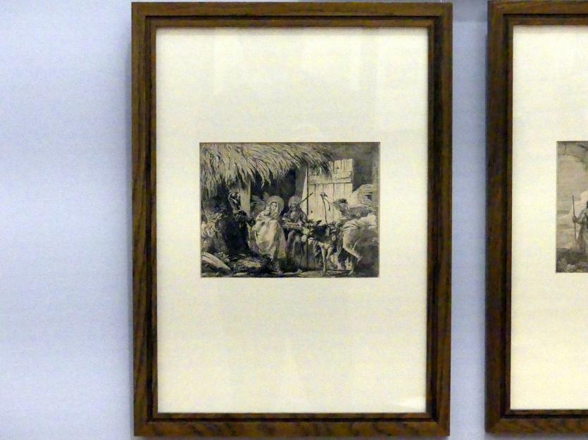 Giovanni Domenico Tiepolo (1743–1785), Abschied und Aufbruch in Bethlehem, Würzburg, Martin von Wagner Museum, Ausstellung "Tiepolo und seine Zeit in Würzburg" vom 31.10.2020-15.07.2021, Saal 1, 1753, Bild 2/3